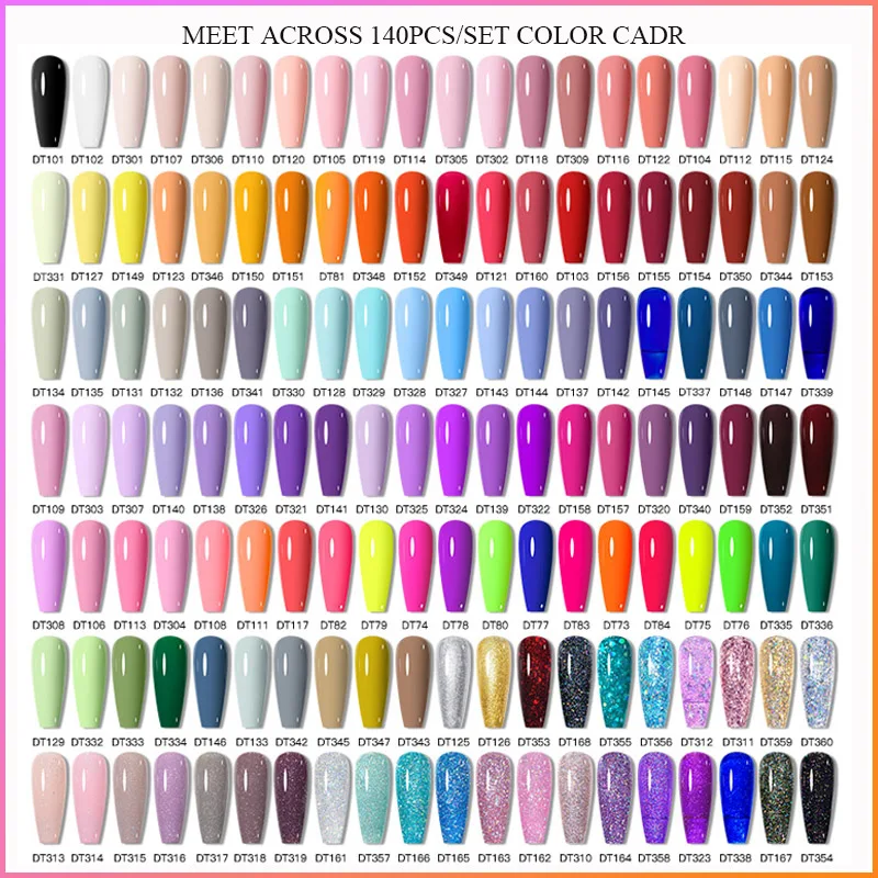 140pcs/set Color Gel Nail Polish Set Semi Permanent Soak Off Uv Gel Nude Glitter Varnish Nails Salon Professional Manicure Set