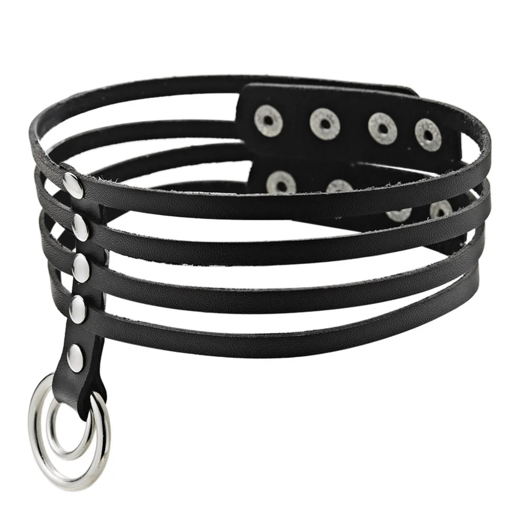 Unique Round Choker Necklace PU Leather Sexy Gift for Women Neckband Gothic Punk Neck Jewelry Sex Toys X633c image 4