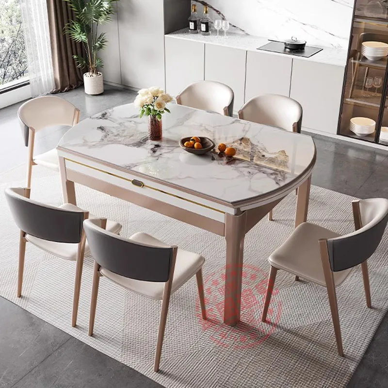 

Minimalist Modern Dining Table Luxury Waterproof Living Oval Dining Table Chair White Muebles Para El Hogar Kitchen Furniture