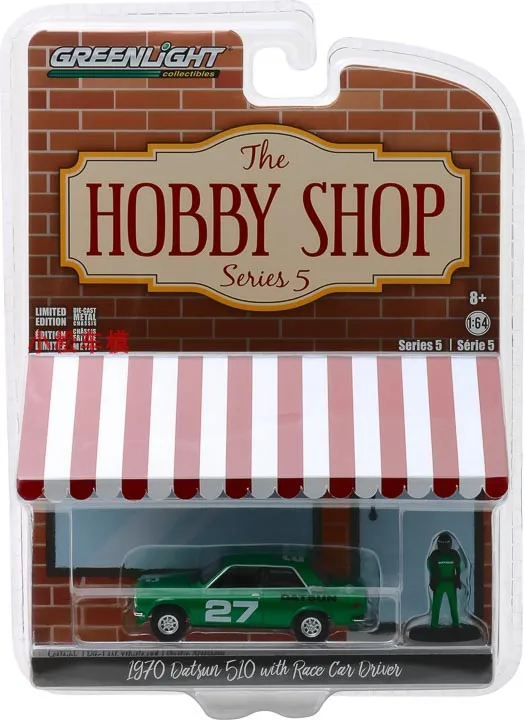 GreenLight 1:64 1970 Datsun 510 With Race Car Datson Paired With A Racing Driver Diecast Alloy Car Model Collectible Gift