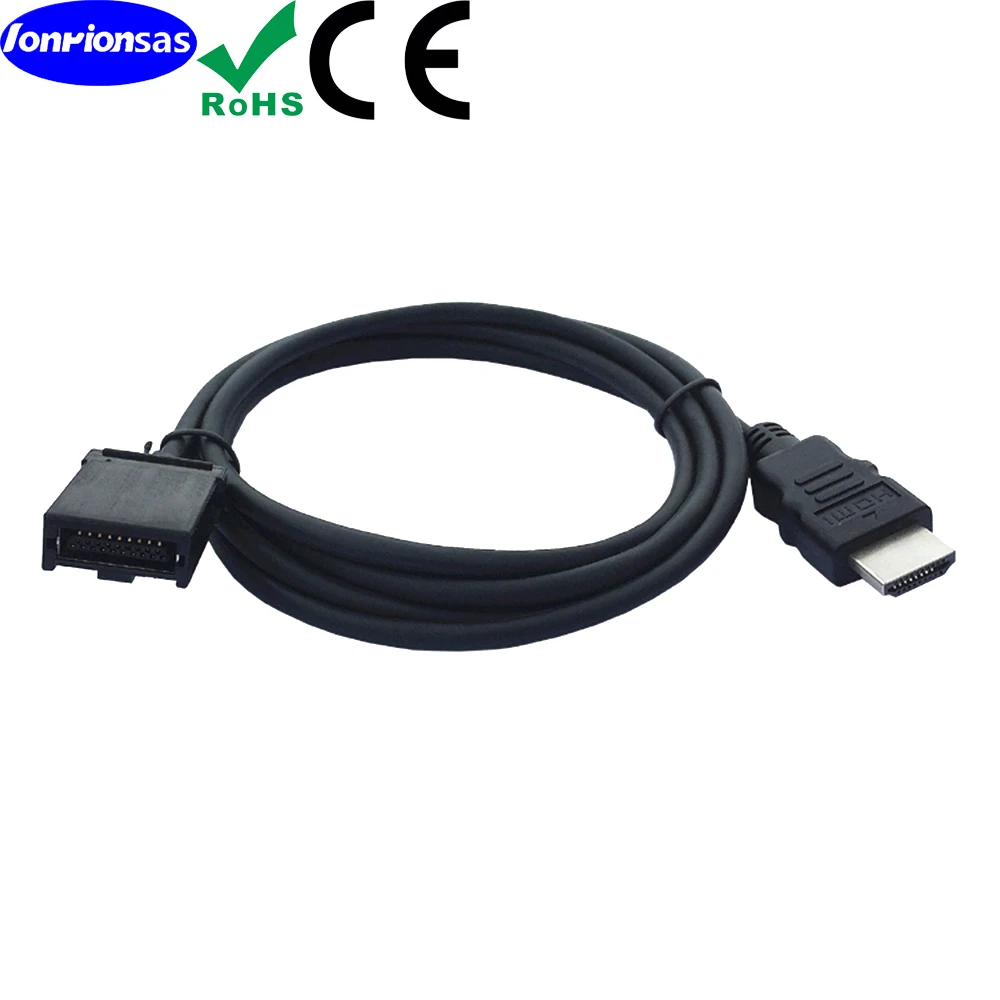 4K High Speed HDMI E type male ABS shell to HDMI A type male 19P black molding for car audio and video cable