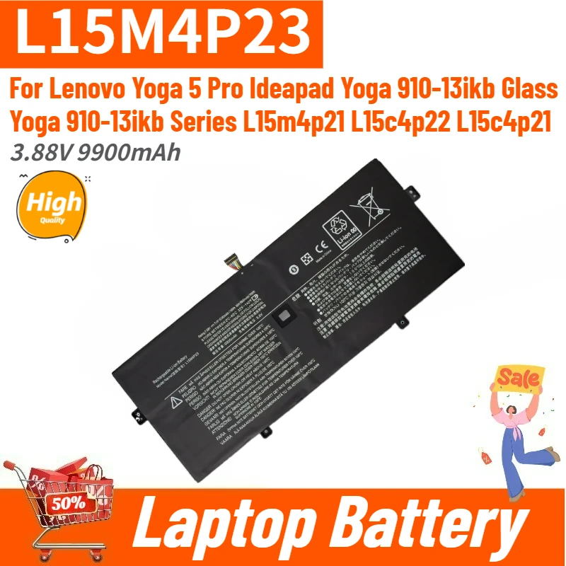 

High Quality 3.88V 9900mAh L15m4p23 Laptop Battery For Lenovo Yoga 5 Pro 910-13ikb 910-13ikb Series L15m4p21 L15c4p22 L15c4p21