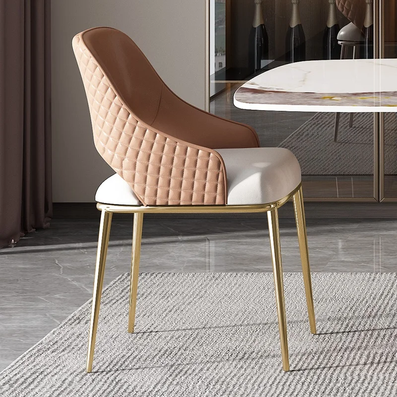 

Luxury Modern Metal Dining Chair for Home Restaurant Hotel Leisure Makeup High Density Sponge Leather General Use Home Furniture