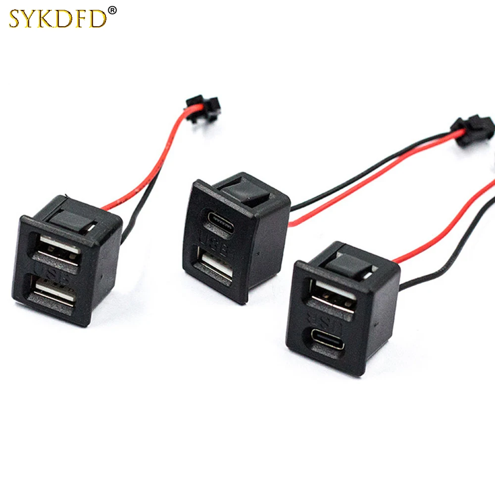 

USB Female Base Type-C Double-Layer Flat form Curved Socket USB A Female Lamp Charging Socket Power Socket with Cable Connector