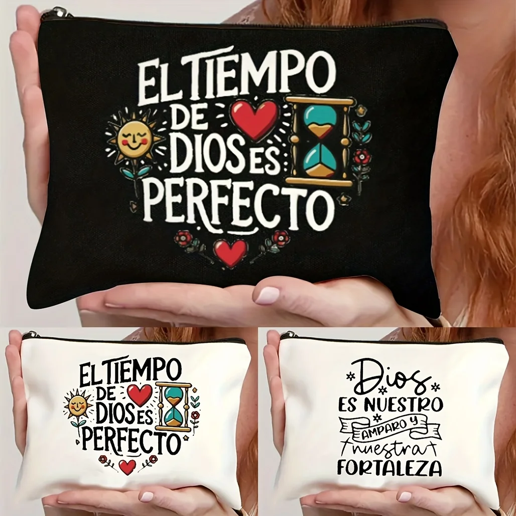 

An Inspiring Spanish Bible Makeup Bag - Cosmetic Storage Pouch for Travel and Toiletries for Women Summer Travel Teacher Gifs