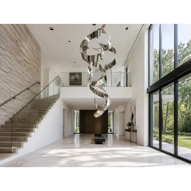 Modern Custom Large Stainless Steel Sculpture Mirror Finish Abstract Art Casting Technology Home Decor Garden Statue