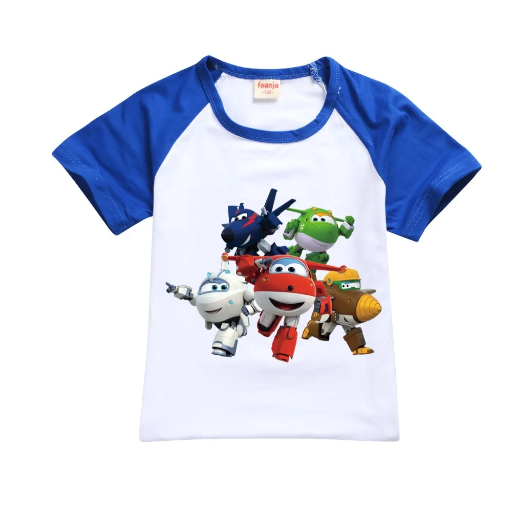 T-shirt dos desenhos animados super wings infantil, camiseta Jett para bebê menino e menina, roupas casuais para criança, tops de manga curta fofos,