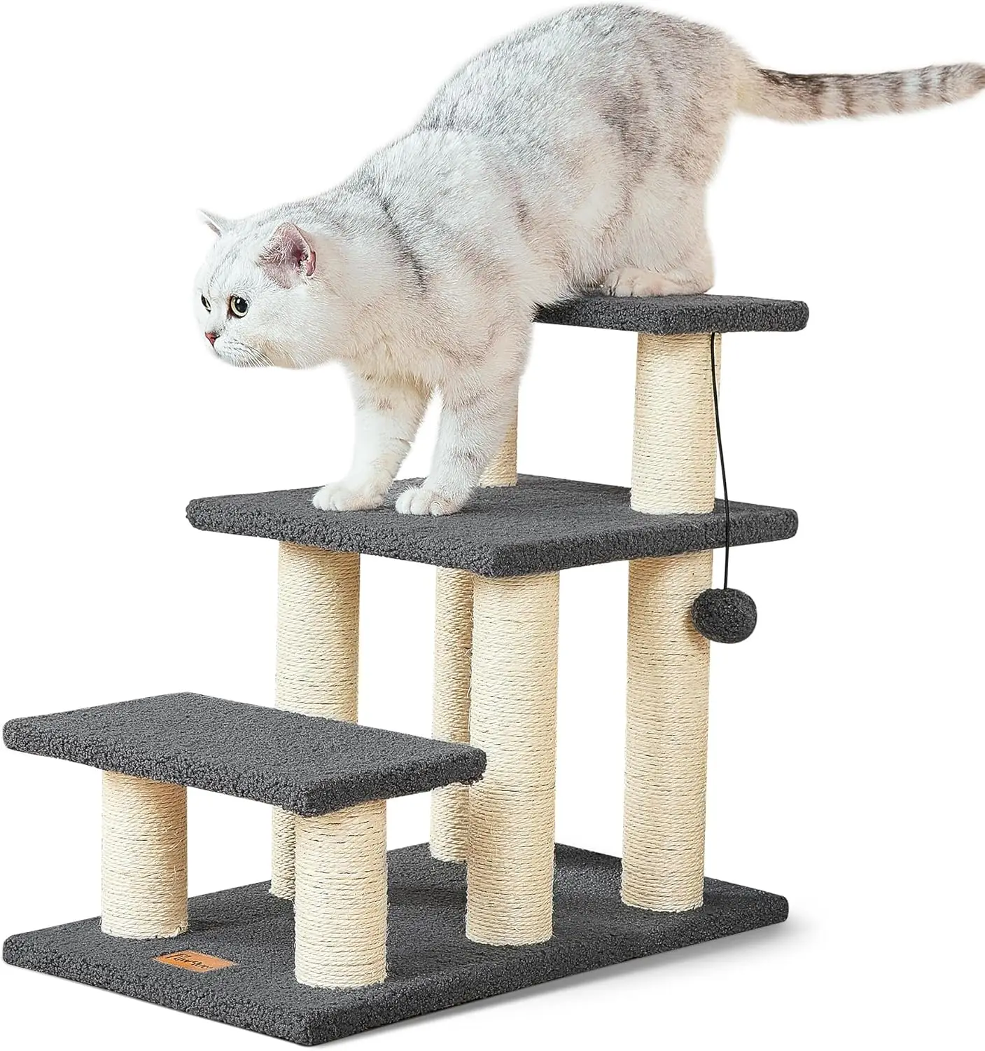 Pawque Dog Stairs & Cat Scratching Post Pet Steps for High Beds Couch, High-Strength Boards Holds up to 150 lbs for Indoor Small