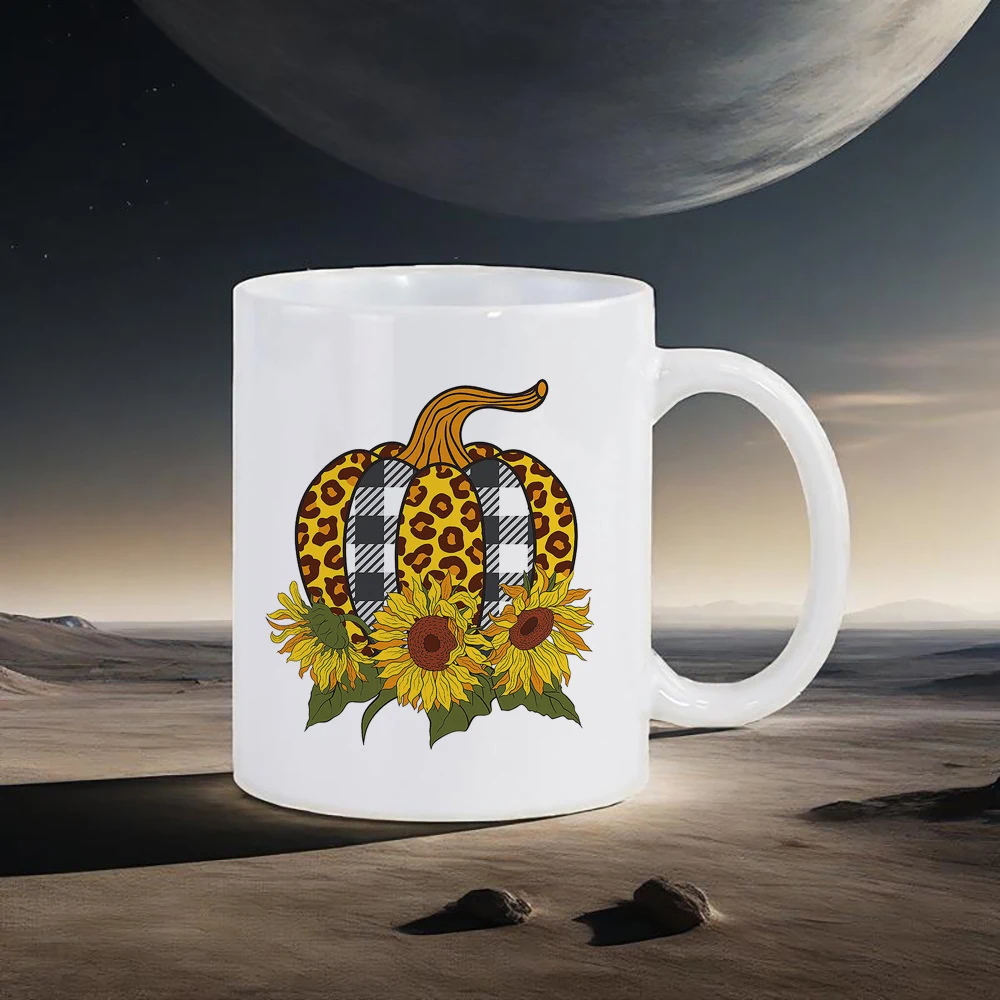

Yellow Ceramic Coffee Mug With Bee And Sunflower Pattern Beer Mug 11oz Daily Use Tea Cup for Home Office Kitchen Unusual Mugs