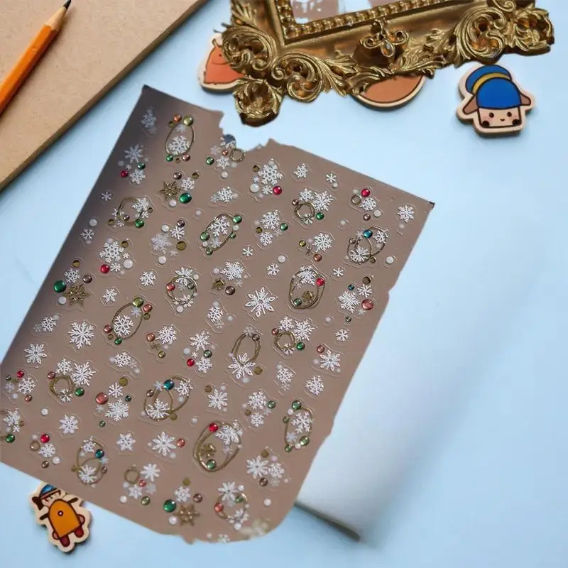 Charming Holiday Polka Dot Snowflake Nail Decals Female Nail Printing Raised Stickers Yuletide Nail Ornaments