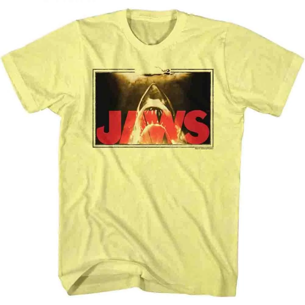 Jaws Swim Lines Yellow Heather Adult T Shirt