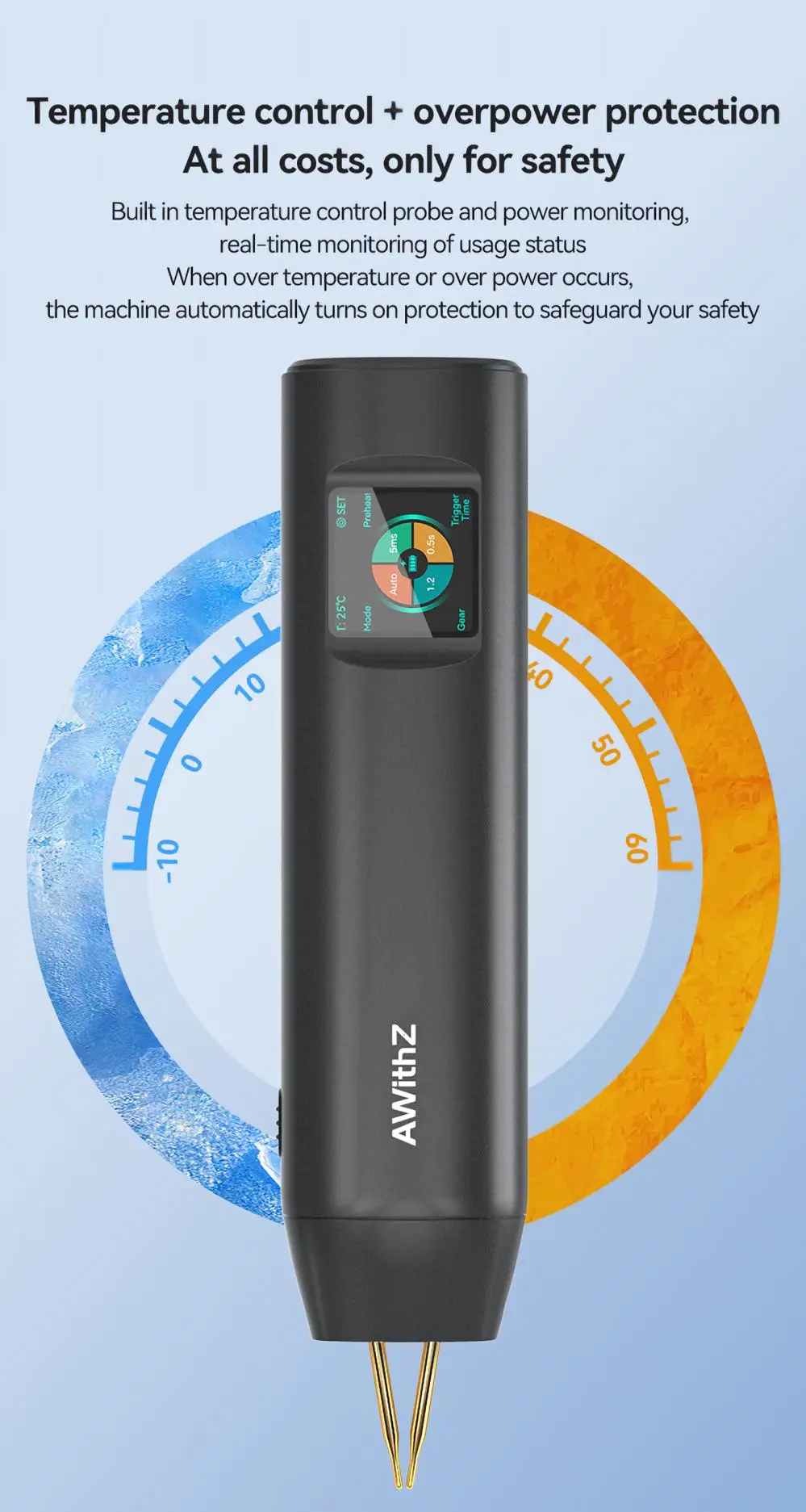 AWithZ Tragbares Punktschweißgerät, DIY-Handpunktschweißgerät, 90 Gänge, verstellbares Punktschweißen für 18650-Lithium-Batterie – Detail 15