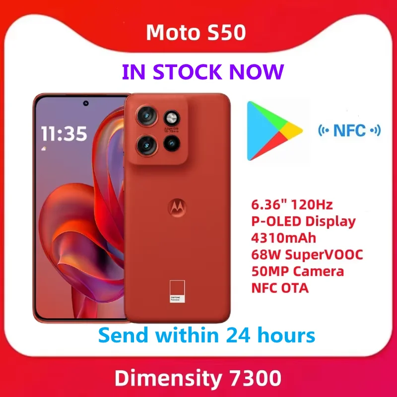 Global Rom Optional Moto S50  Dimensity 7300 5G Smartphone 6.36'' 120Hz P-OLED Display 4310mAh 68W SuperVOOC 50MP Camera NFC OTA