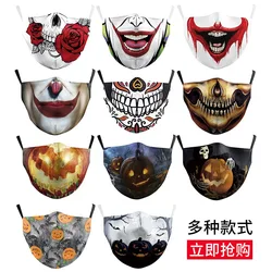 Masque anti-poussière imprimé Halloween pour adultes, motif de dessin animé cool, masque de vie en coton respirant, mode, 06 #