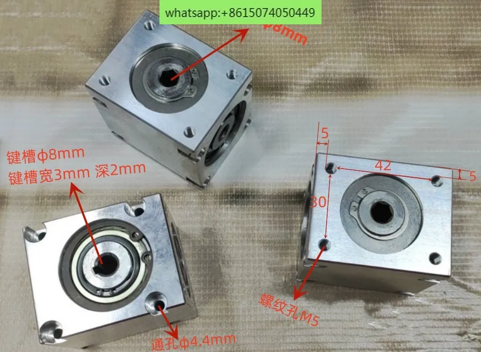 

1 to 1 small bevel gear rotator, aluminum shell small gearbox 90 degree right angle transmission reversing gearbox