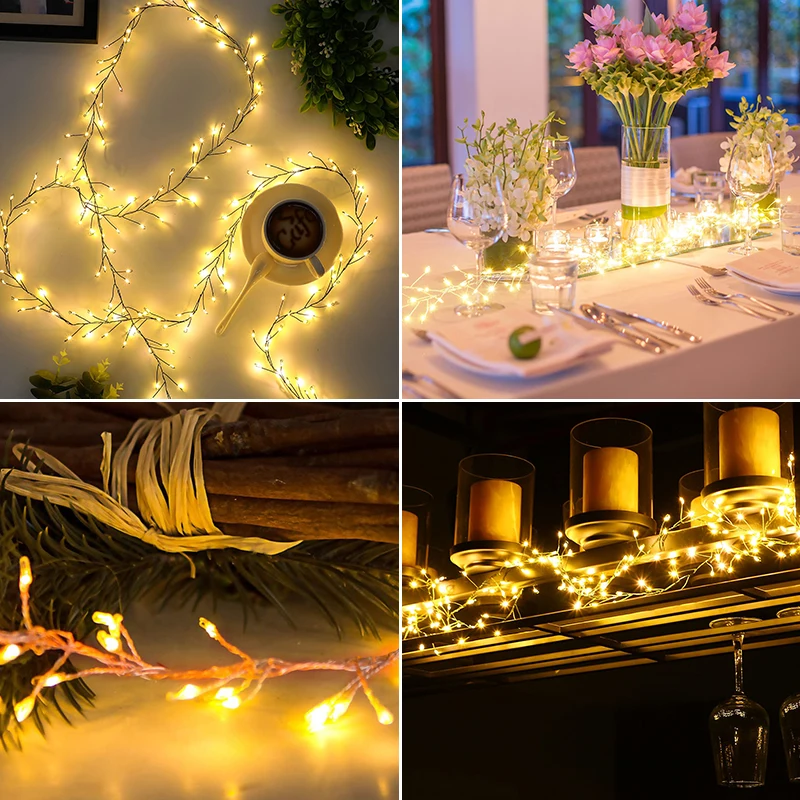 36M Cluster Green Wire String Lights LED Outdoor Garland Fairy Light Holiday Christmas Tree Decoration