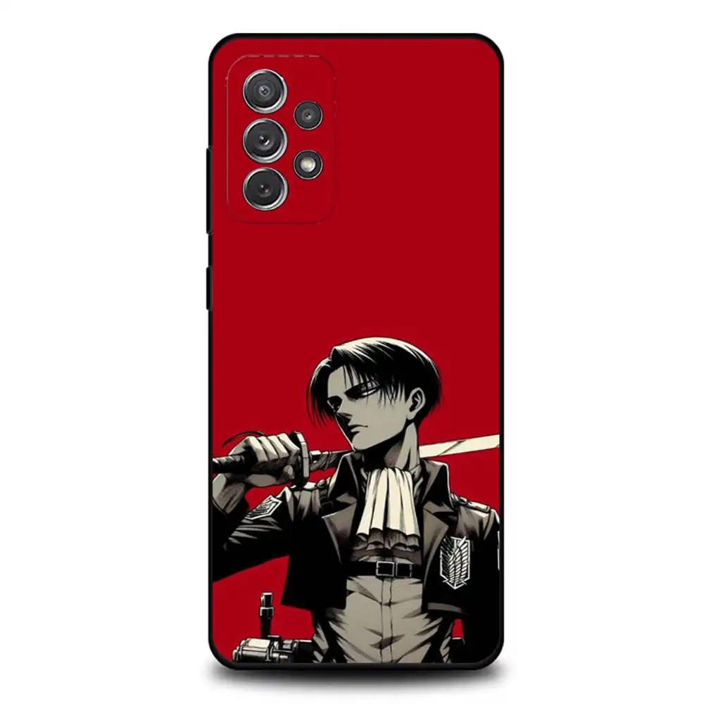 Funda de teléfono L-Levi A-Attack on Titan para Samsung S 25,24,23,22,30,21,10,9,Ultra,Plus,Lite,FE,4,5G, funda blanda negra