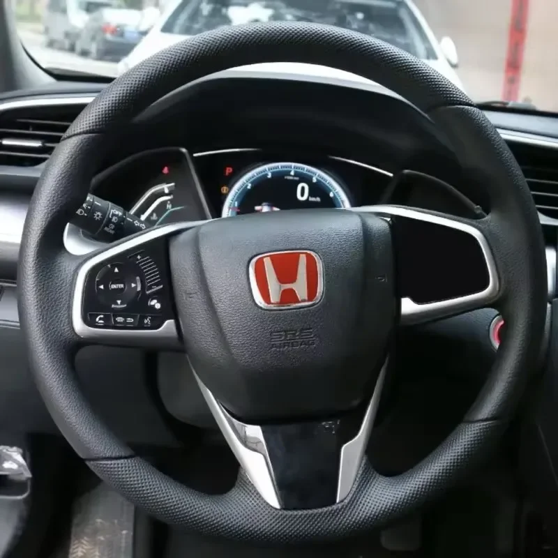 عجلة توجيه سيارة شعار H-ملصق لهوندا سيفيك أكورد سيتي CRV اليشم صالح أوديسي الهجين أحمر أسود أزرق تعديل الداخلي #2
