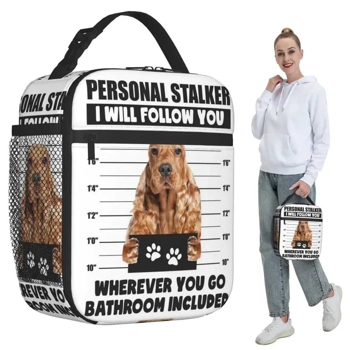 Funny English Cocker Spaniel Puppy Sayings Insulated Lunch Bag Cooler Thermal Food Box Tote Portable Lunch Boxes Container