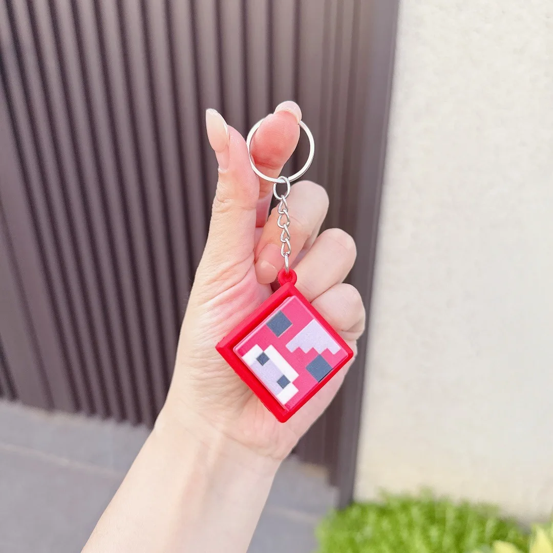 1/6pcs Creative Sandbox Game My World Button Keychain Pendant Decompression Toy Backpack Pendant Small Gift