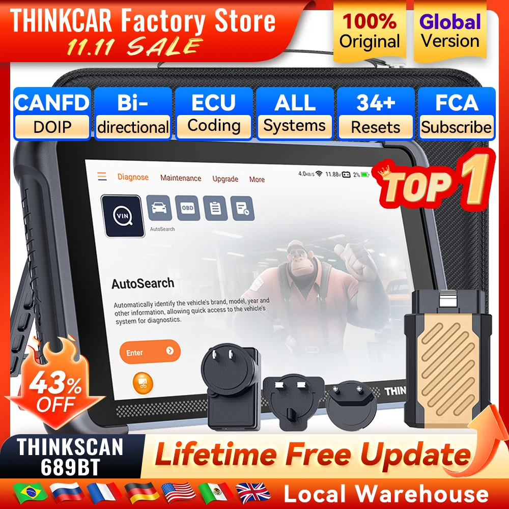 yZ[zTHINKCAR THINKSCAN 689BT Ԑffc[ oOBD2XLi[ ECUR[fBO CANFD DOIP 34Zbg SVXeΉ 