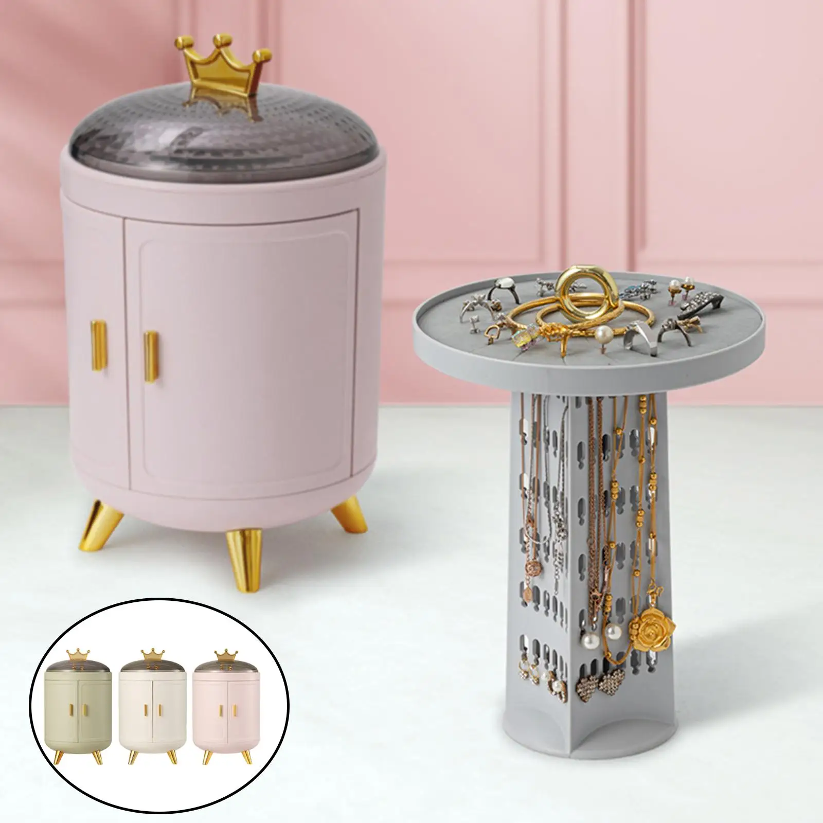 

Women's Large capacity Jewelry Storage Boxes Necklace Rings Display Case Holder Accessories Organizers Plastic Durable