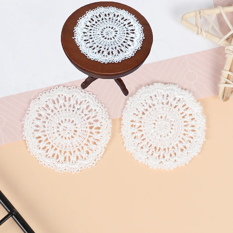 Mini napperon de Table pour maison de poupée 1:12, 2 pièces, modèle de scène, meubles de décoration