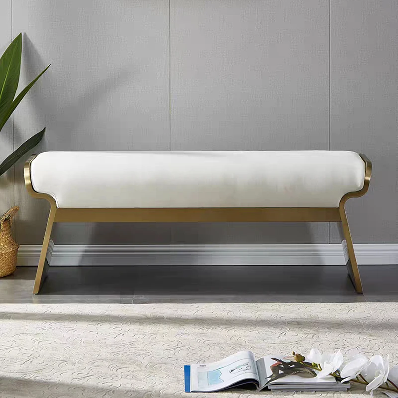 

Italian modern simple bedroom bedside stool luxury villa home creative simple metal bench hotel bedside