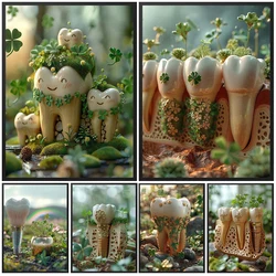 Funny Tooth Teeth Dental Implants Poster Dentist Wall Art Canvas Painting Home Decor Wall Pictures For Living Room Unframed
