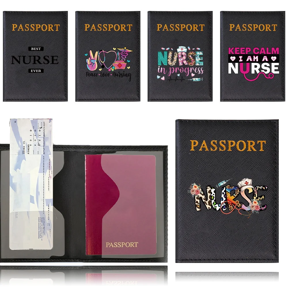 Juste de protection pour passeport unisexe, motif infirmière, porte-passeport de voyage, portefeuille cadeau, étui à cartes en cuir PU, mode