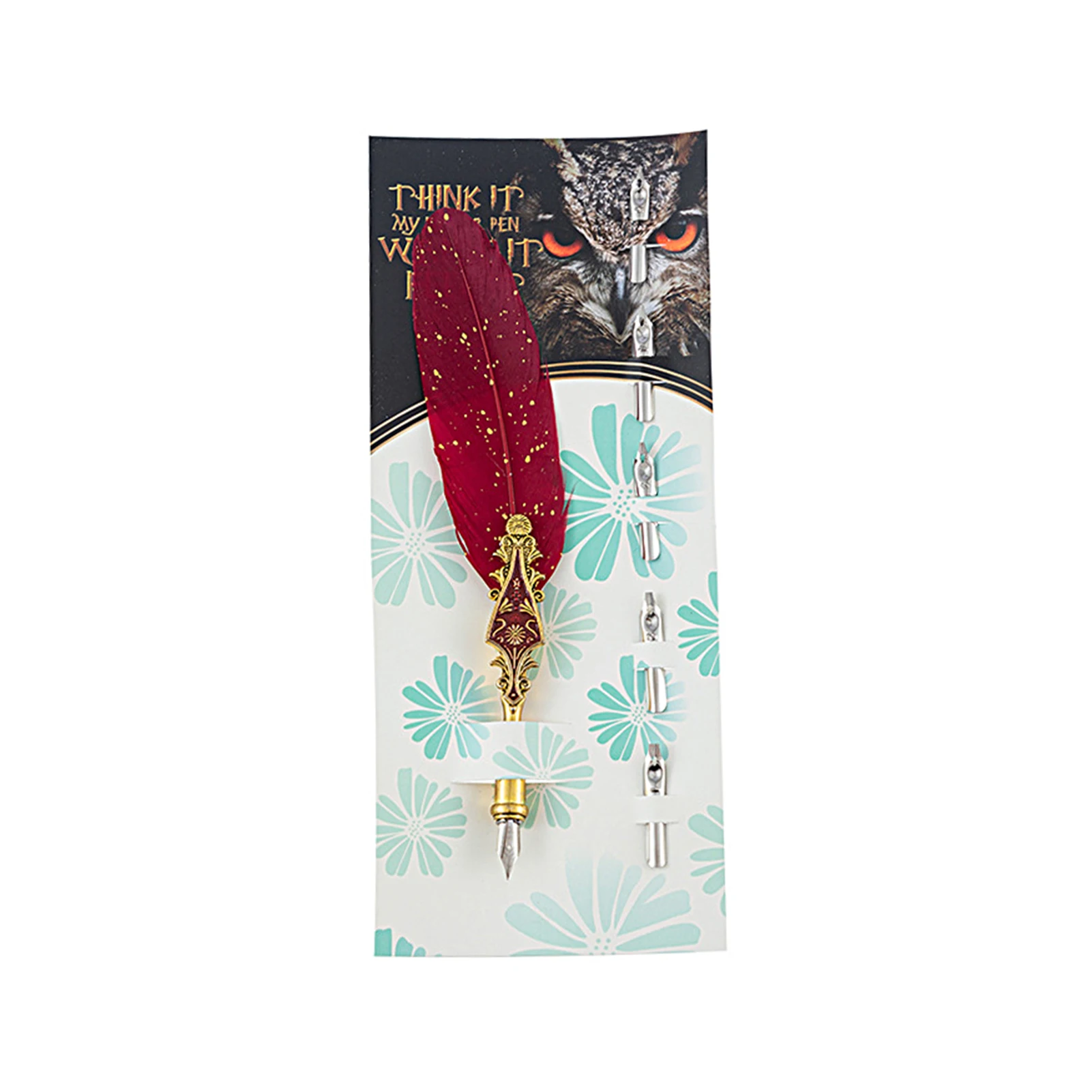 Pena celup bulu Retro, Set pena Quill Vintage, gaya elegan, kaligrafi menulis tanda tangan dengan pengganti ujung Ideal untuk huruf