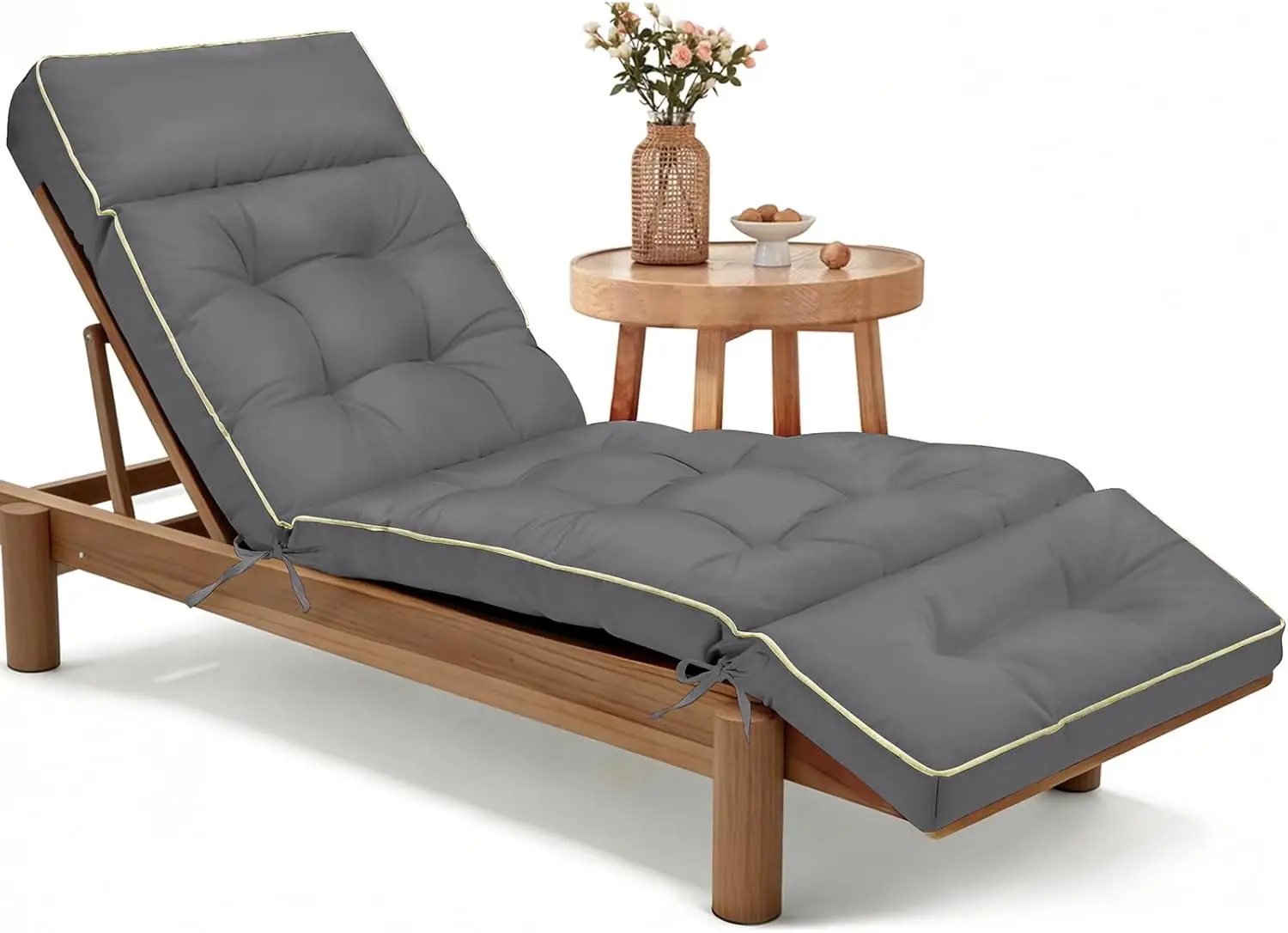 

Подушка для уличного шезлонга с эффектом памяти, из водостойкой ткани Оксфорд, с регулируемыми ремнями, 74x22x4 дюйма