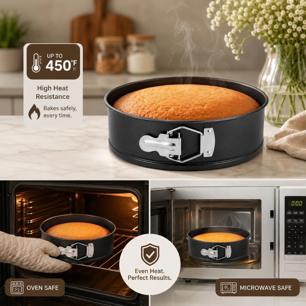1/3PCS Non-Stick Springform Cake Mould with Removable Base & Adjustable Locking Buckle Tin for Cheesecake Mousse Pastry Homemade