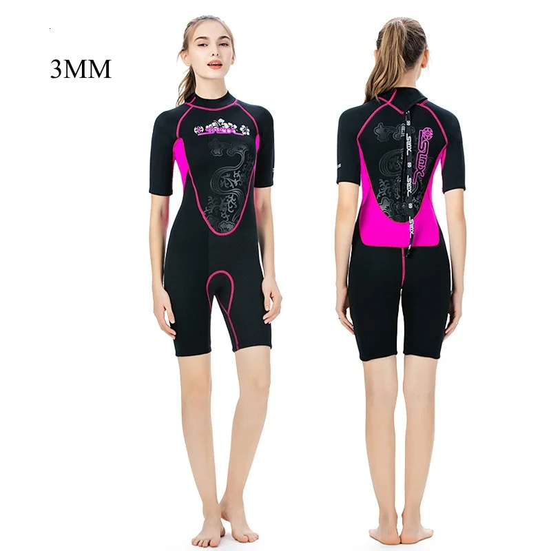 

3MM Women Scuba Short Sleeve Outdoor Water Sport Beach Surfing Swim Diving Suit Neoprene Keep Warm Spearfishing Kayaking WetSuit