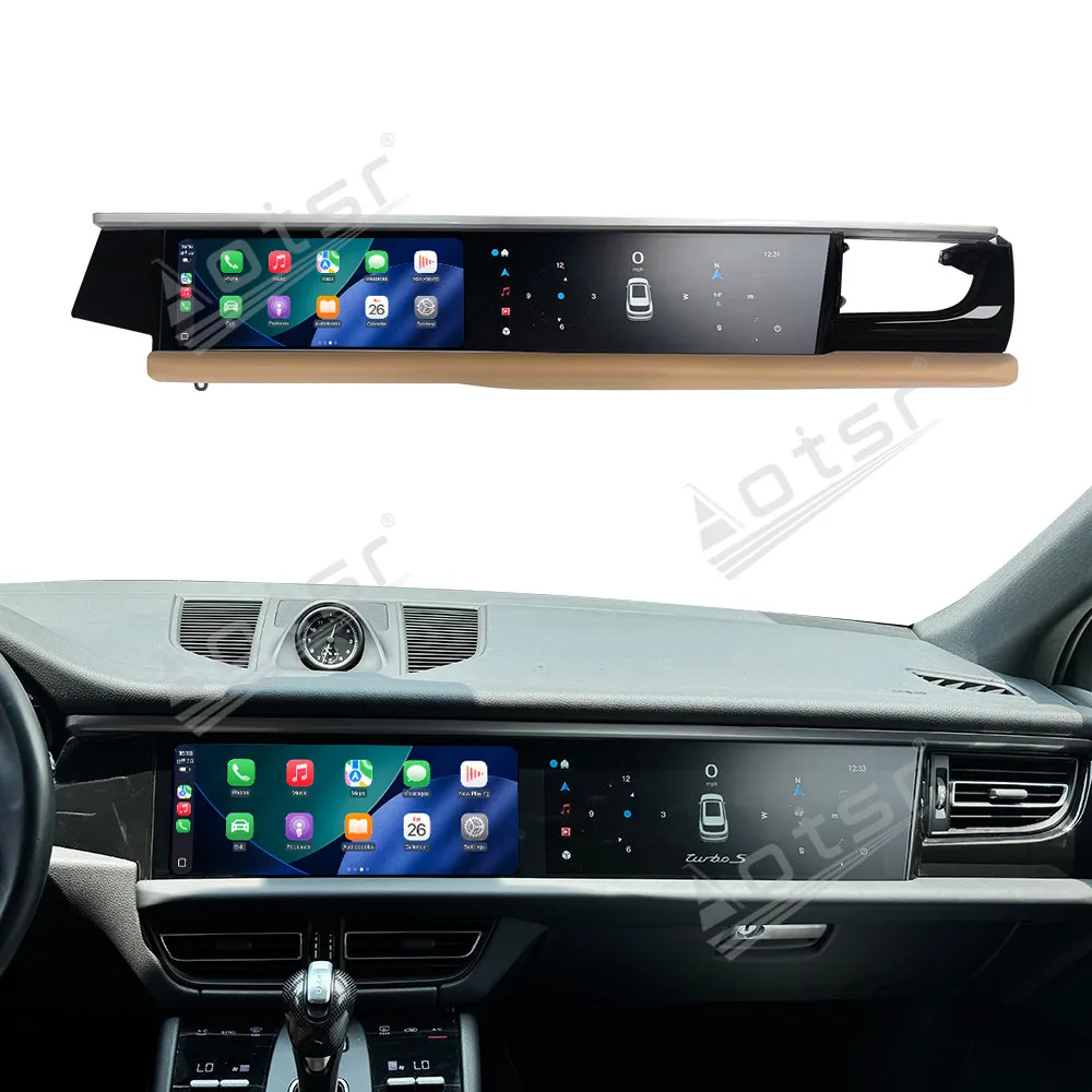 Tela dupla IPS HD de 12,3 polegadas para Porsche Macan 2018-2024 com CarPlay sem fio, Android Auto, GPS, navegação, áudio de alta resolução, DSP, Plug & Play