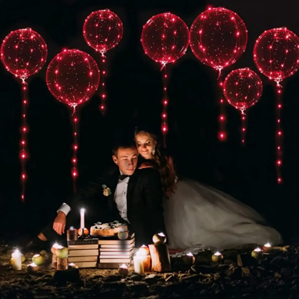 *HOPE Light Up LED Balloons Clear Bobo Balloons Glow Bubble Balloons Lights Christmas Valentines Day Wedding Birthday Decor,C view 6