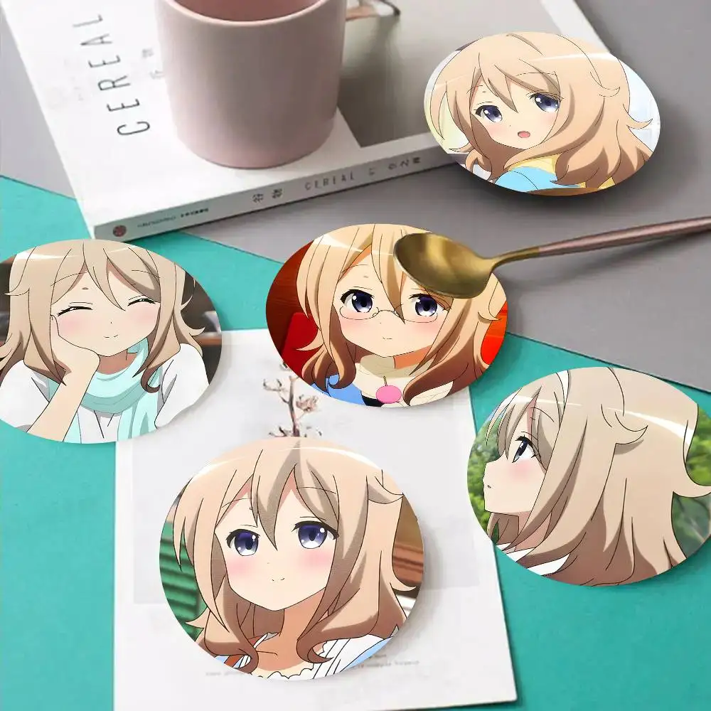 1pc Blue Mountain Aoyama Anime Characters Wooden Coaster Colour Printing Cup Mat Home Desk Decoration Gifts