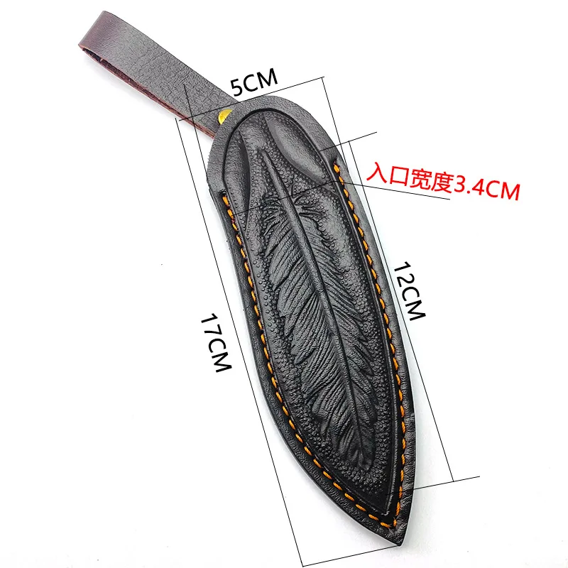 Small Straight Folding Tool Scabbard for Outdoor Carry Cowhide K Sheath Camping Tactical Tool Protective Bag