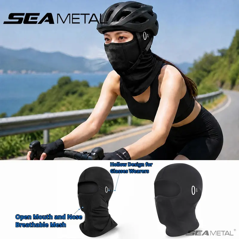 

SEAMETAL Motorcycle Mask Cycling Balaclava Cap Breathable Ice Silk Summer Motorcycle Riding Sports Face Mask Neck Protection