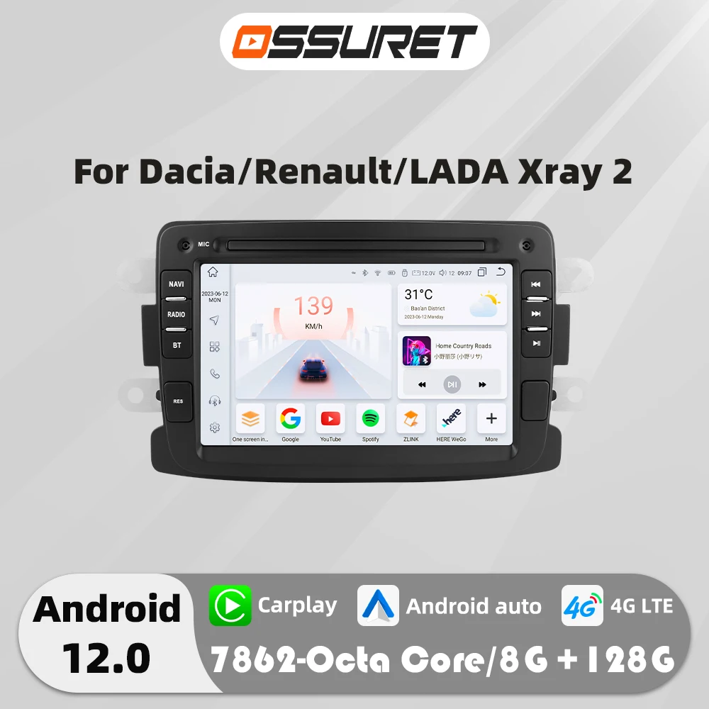 4G Carplay Android Autoradio for Dacia Duster Logan Dokker Sandero Lodgy Captur Symbol multemedia 2din GPS Stereo 7