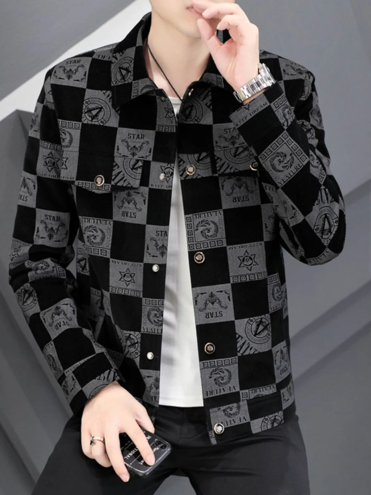 

Мужская демисезонная куртка с воротником, новая, в корейском стиле, универсальная, дышащая, с принтом, от модного бренда