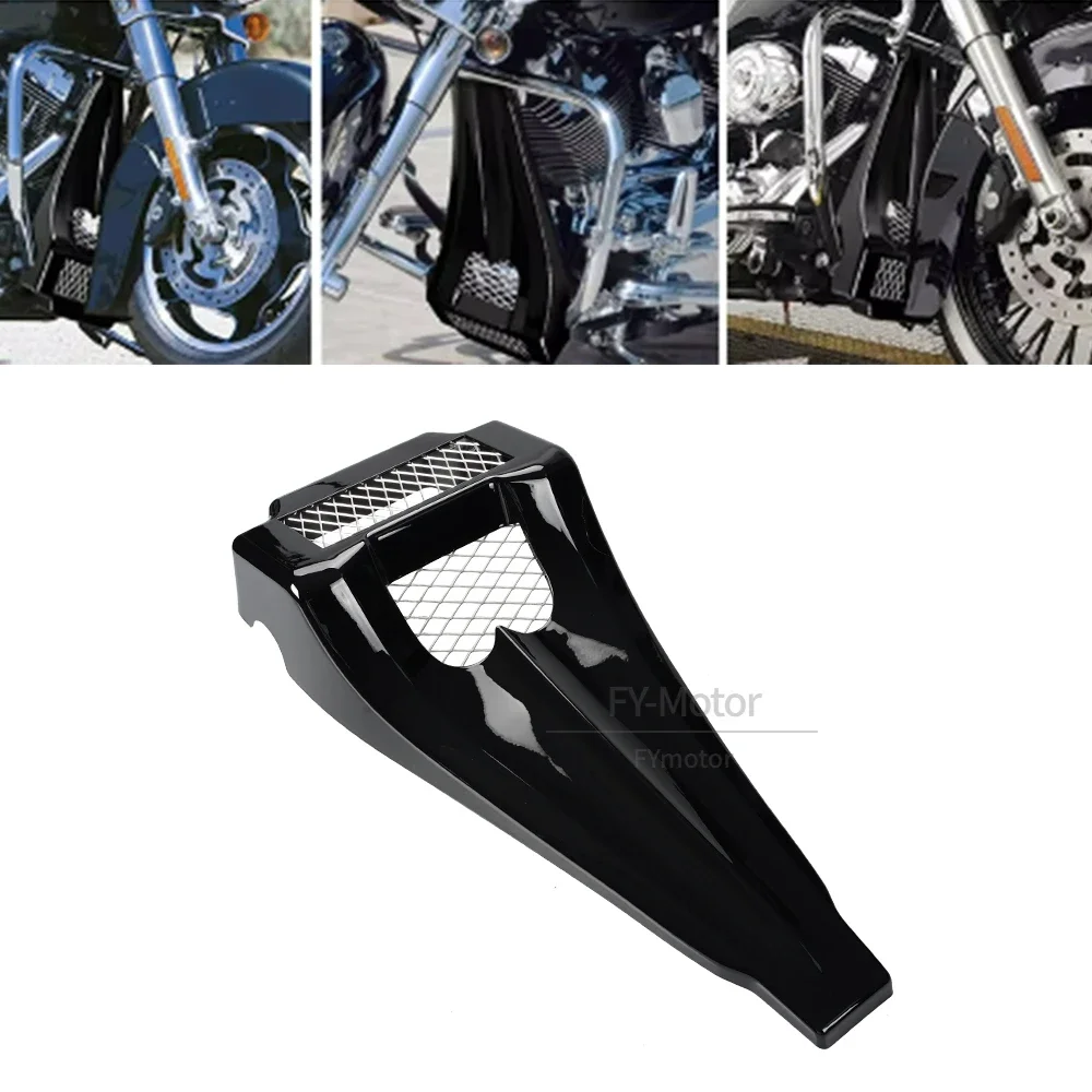 moto-carenatura-anteriore-copertura-del-radiatore-mento-spoiler-allungato-misura-per-harley-touring-elettrico-road-street-glide-road-king