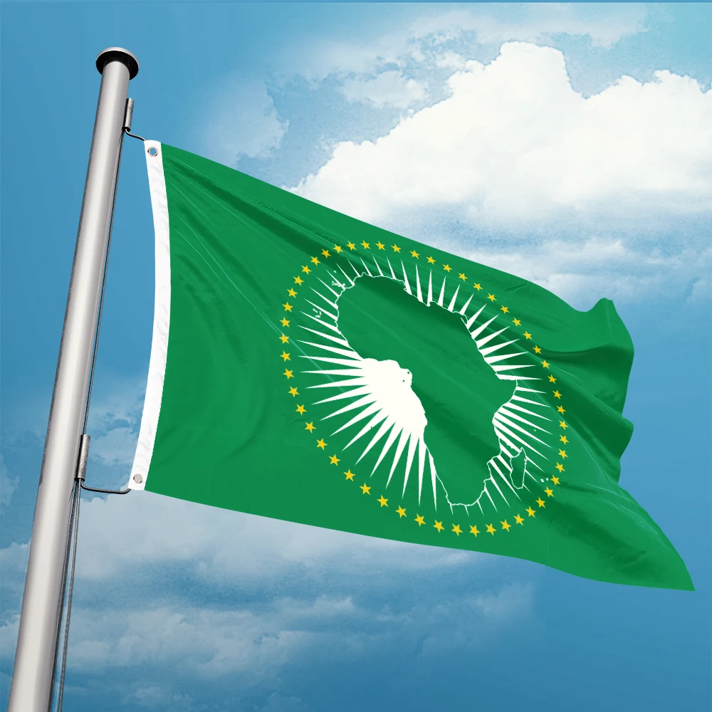 African Union Flag 3ft x 5ft Polyester Banner Flying 90* 150cm Double Penetration Custom Outdoor Indoor Fine Sewing