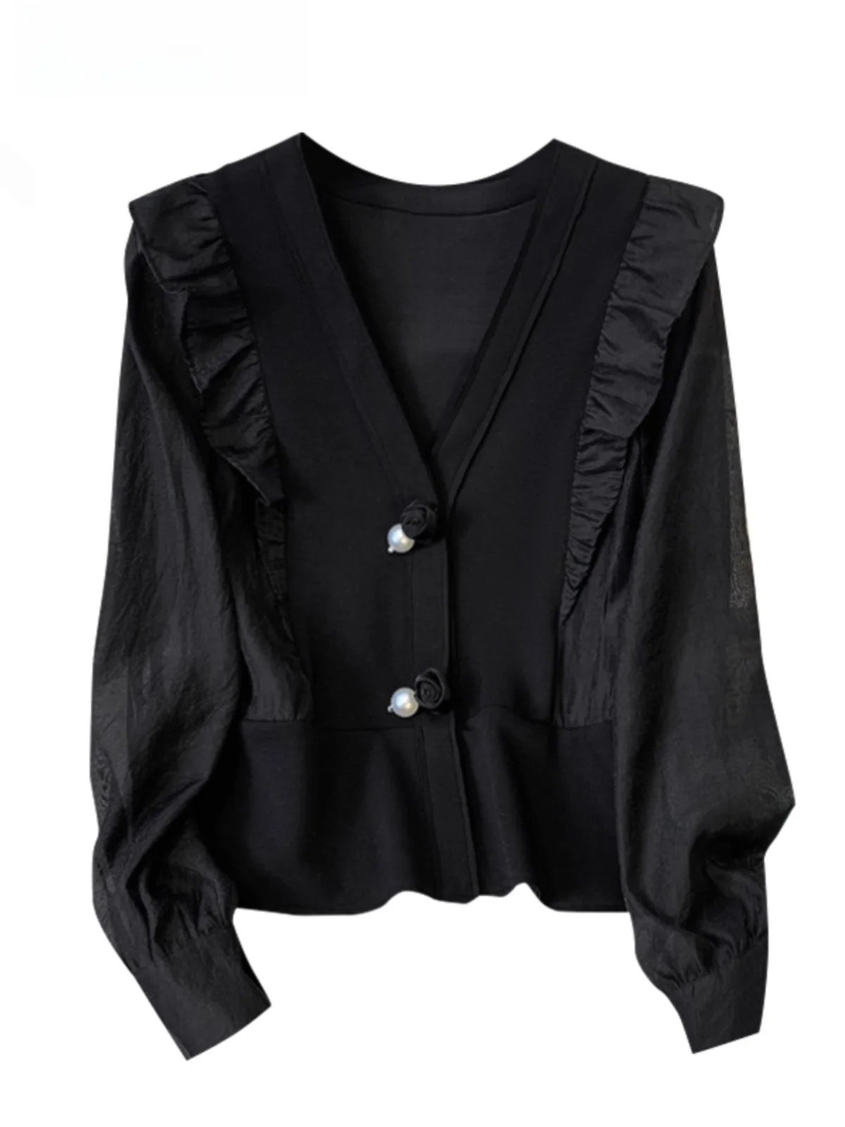 

plus Size Wood ain Open Cardigan Splice irt Women's ort Sle Spring Faion plus Size Sister Top Korean Sle
