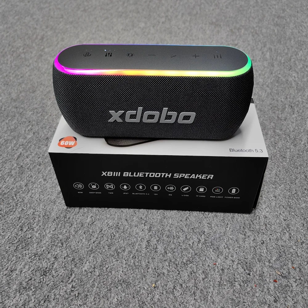 XDOBO X8 III Outdoor Speaker Wireless 60W Power Subwoofer Heavy Bass RGB Light Home Fun Camping Riding Hiking Party Music Player