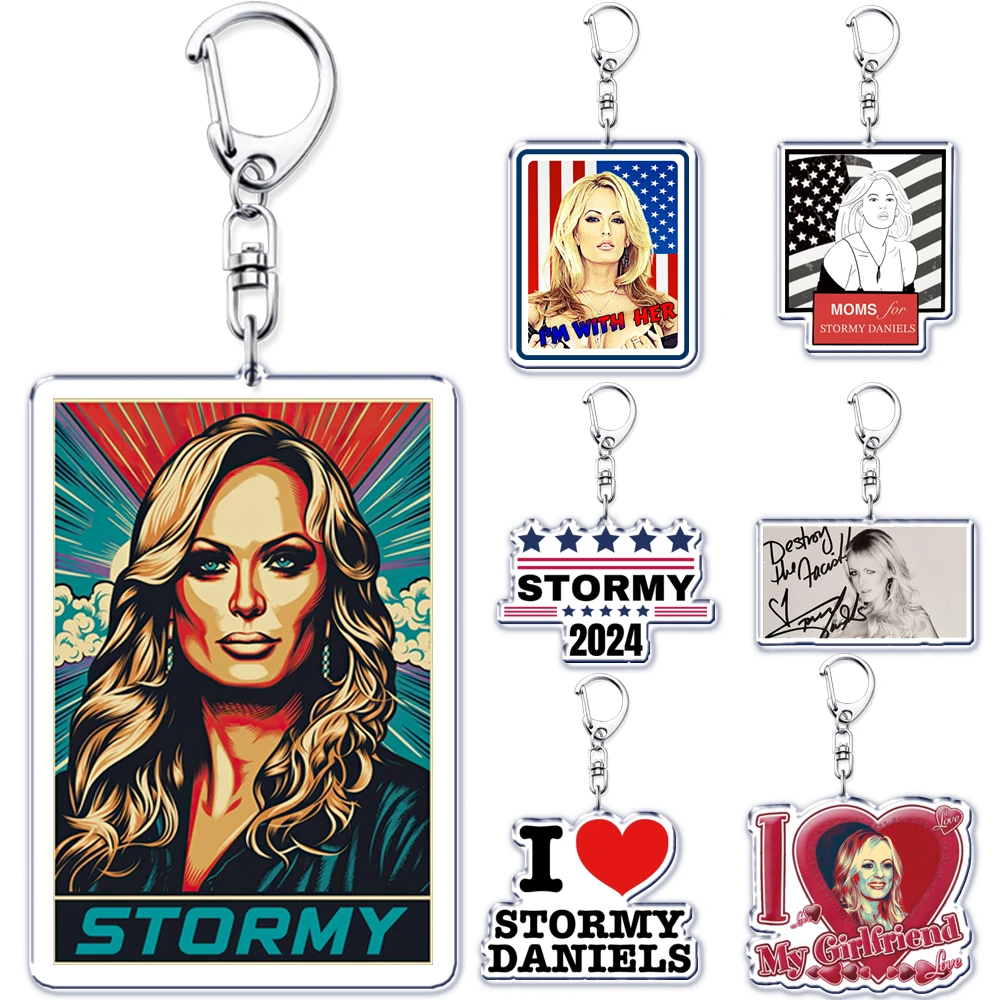 I Love Stormy Daniels 2024 President Keychain for Women Accessories Funny Team Trump Pendant Keying Jewelry Friends Fans Gift