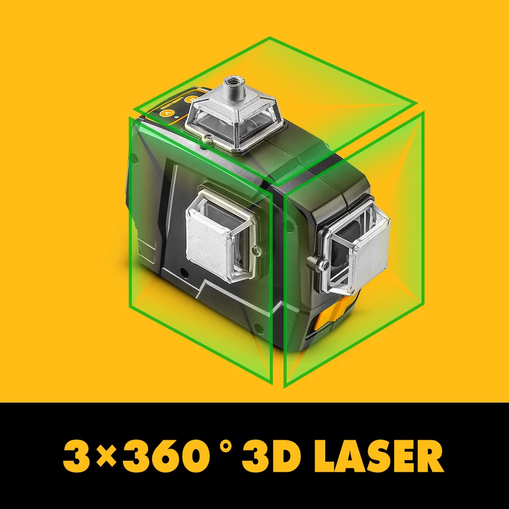 DEKO Self-Leveling 360° Horizontal Laser Level 12 Lines 4D and Vertical Cross Line Green Laser Beam Power Tools