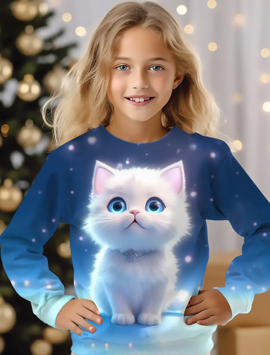 kids long T-Shirts Cute Animal Cats 3D Printed Streetwear Boys Girls Casual Fashion Oversized T Shirt Kids Tees Tops Clothing