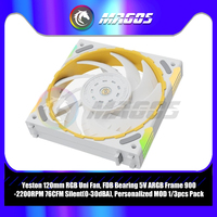 Yeston 120mm RGB Uni Fan, FDB Bearing 5V ARGB Frame 900-2200RPM 76CFM Silent(0-30dBA), Personalized MOD 1/3pcs Pack