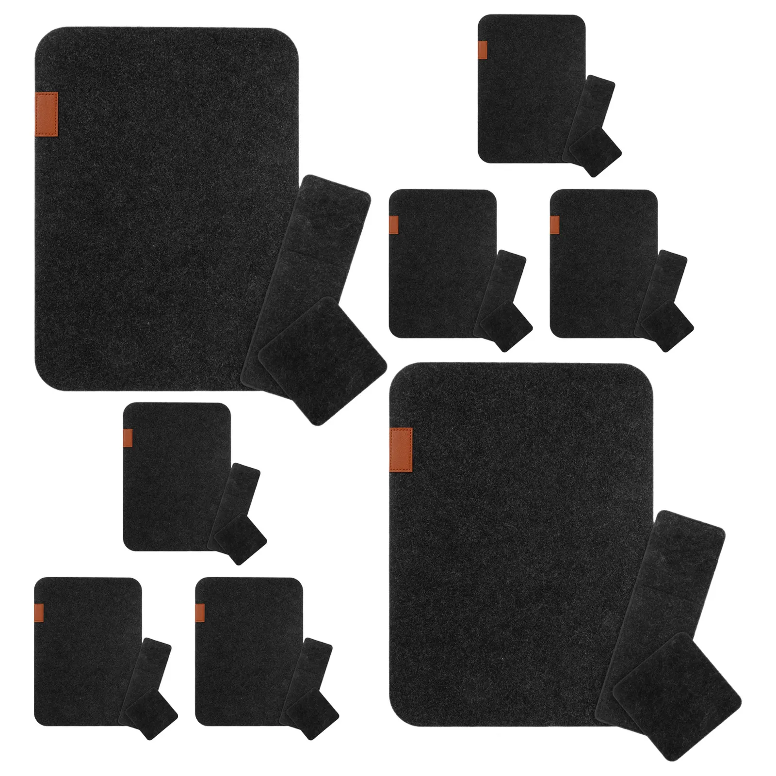 8Sets Gray Felt Placemats Set Washable Heat Resistant Table Mats Felt Coasters Cutlery Bags Dining Table Decoration